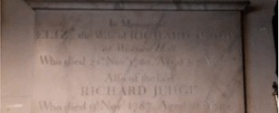 Memorial plaque for Elizabeth Judge at St Mary’s Church, Widford
